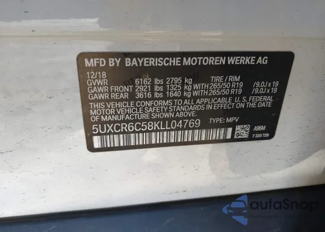 2019 BMW X5 xDrive40I z USA, uszkodzony, nr VIN 5UXCR6C58KLL04769